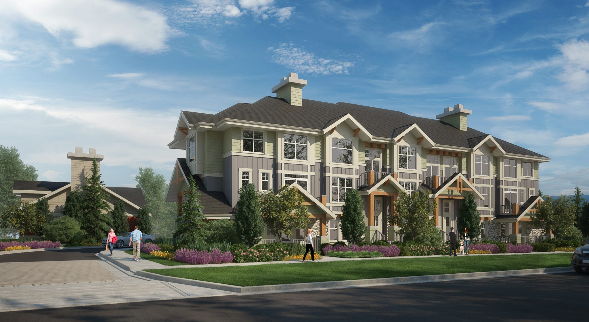 152 homes, over 3 years, this master-planned community has come to a close with the final home owners moving into this easily walkable and tucked away from major roads, the south end of Gabriola Park is built around a giant courtyard, complete with grassy knoll and trees. Kids can play hide-and-seek in a blueberry bush maze or on half-logs, while Mom and Dad enjoy a glass of wine at the clubhouse fireside lounge. With easy access to major commuter routes, Gabriola Park is a cottage-inspired oasis within reach.