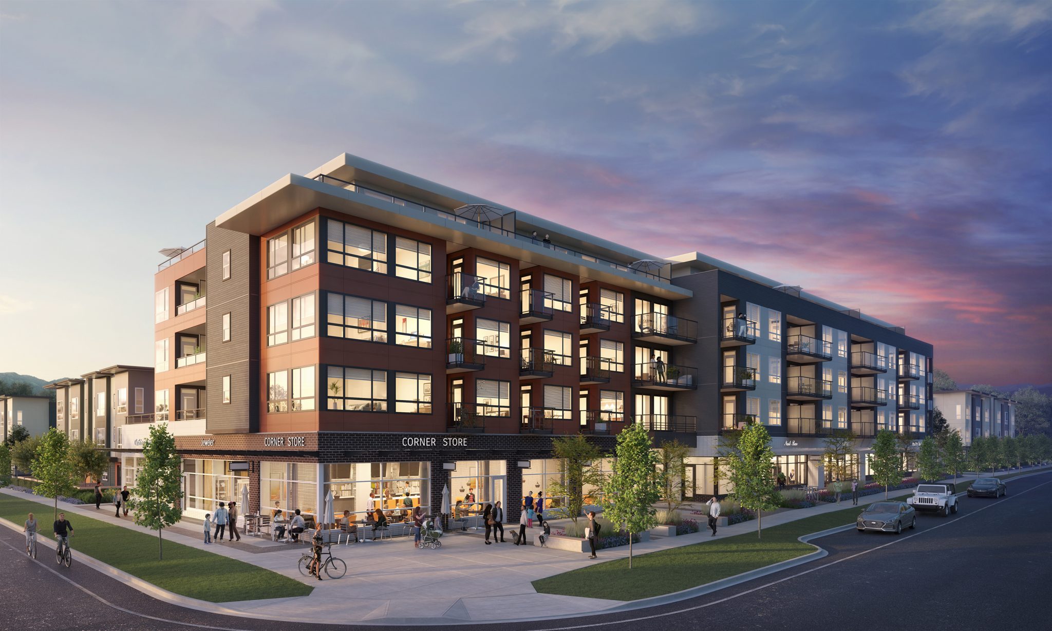 Clayton Central is set to become a walkable neighbourhood with everything you need with spacious living in Surrey’s thriving neighbourhood of Clayton Community. The Corners provides a close connection to nature paired with the comfort of a tight-knit community and exceptional conveniences.  A modern retail experience will be the perfect place to meet up with friends and neighbours, and even find a few everyday essentials. Schools, parks, restaurants and a brand-new community centre are all just minutes from home.